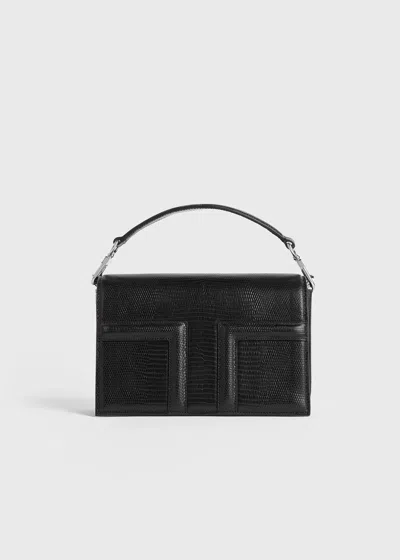 Totême Mini T-flap Lizard-embossed Bag Black