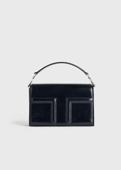 Totême Mini T-flap Naplack-leather Bag Navy In Burgundy