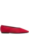 Totême The Minimalist Grosgrain-trimmed Suede Ballet Flats In Red