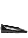 Totême Minimalist Croco-embossed Ballerinas Black