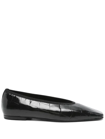 Totême Minimalist Croco-embossed Ballerinas