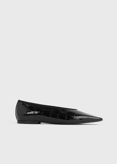 Totême Minimalist Croco-embossed Ballerinas Black