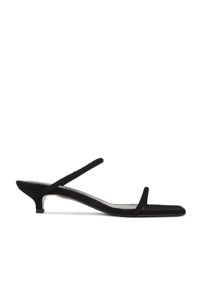 Totême Minimalist Suede Dual-band Slide Sandals In Black