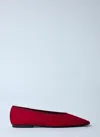 Totême The Minimalist Grosgrain-trimmed Suede Ballet Flats In Red