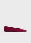 Totême The Minimalist Grosgrain-trimmed Suede Ballet Flats In Scarlet