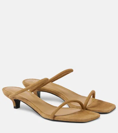 Totême Minimalist Suede Sandals In Beige