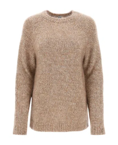Totême Mélange Wool-blend Jumper In Nude