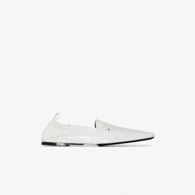 Totême Mock Croc Leather Loafers - Women's - Leather In White