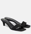 Totême Toteme Square Toe Kitten Heel Satin Sandal In Black