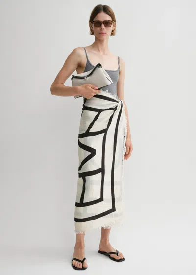 Totême Toteme Monogram Organic Cotton Sarong In Ecru Black