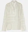 Totême White Shirt With Cuban Collar And Monogram In Silk Woman In White