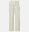 Totême Embroidered Organic Cotton And Silk-blend Wide-leg Pants In White