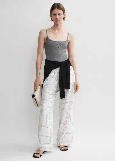 TOTÊME MONOGRAM COTTON PJ BOTTOMS WHITE/BLACK