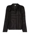 Totême Toteme Monogram Silk Twill Pajama Shirt In Black