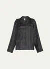 Totême Toteme Monogram Silk Twill Pajama Shirt In Black