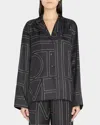 Totême Toteme Monogram Silk Twill Pajama Shirt In Black
