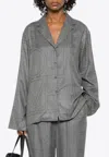 Totême Monogram Flannel Long-sleeved Shirt In Gray