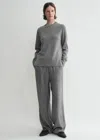 Totême Monogram Flannel Pj Bottoms Smoke Melange In Smoke Melange