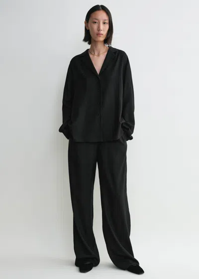 Totême Monogram Flannel Pj Top Black