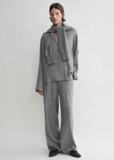 Totême Monogram Flannel Pj Top Smoke Melange In Gray