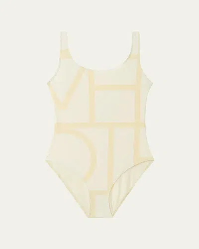Totême Monogram High-leg One-piece Swimsuit In White