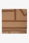 Totême Monogram Jacquard Wool Scarf In Camel