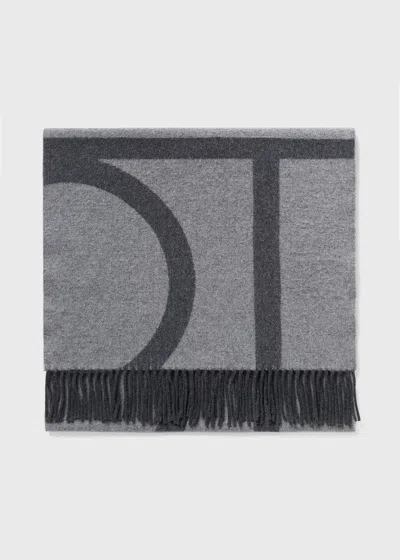 Totême Fringed Mélange Jacquard-knit Wool Scarf In Gray