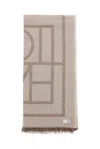 Totême Cashmere Blend Monogram Scarf In Marrone