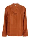 Totême Womens Monogram-stitch Silk Pyjama-style Top Terracotta In Orange