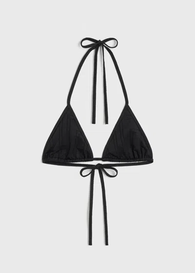 Totême Monogram Pointelle Bikini Top Black