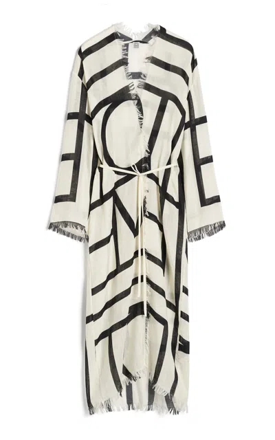 Totême Monogram Wrap Dress In Ecru,black