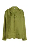 Totême Monogram Silk Twill Pajama Shirt In Laurel