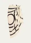 Totême Toteme Monogram Organic Cotton Sarong In Ecru/black