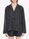 Totême Toteme Women Silk Shirt With Monogram Logo Embroidery In Black