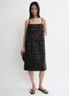 Totême Toteme Monogram Midi Dress In Silk With Embroidered Trim In Black