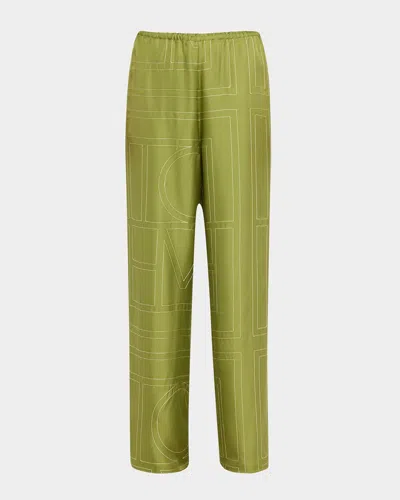 TOTÊME MONOGRAM SILK PAJAMA BOTTOMS