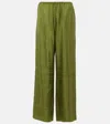 Totême Monogram Silk Pj Bottoms Laurel In Green