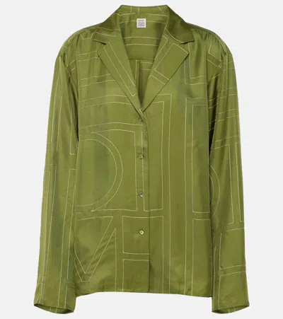 TOTÊME MONOGRAM SILK TWILL PAJAMA SHIRT