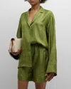Totême Monogram Silk Twill Pajama Shirt In Open Yellow