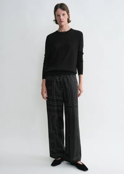 Totême Monogram Silk Pj Bottoms Black In Black Monogram