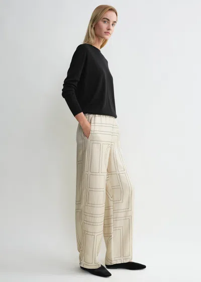 Totême Monogram Silk Straight-leg Ankle Pajama Pants In Brown