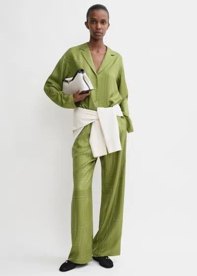 Totême Monogram Silk Pajama Bottoms In Yellow