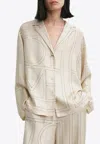 Totême Toteme Monogram Embroidered Pajama Pants In Beige
