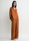 Totême Womens Monogram-stitch Silk Pyjama-style Top Terracotta In Orange