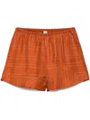 Totême Womens Terracotta Embroidered Monogram Embroidered Silk Pyjama Shorts