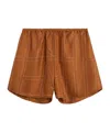 Totême Womens Terracotta Embroidered Monogram Embroidered Silk Pyjama Shorts