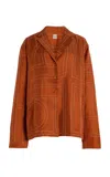 Totême Womens Monogram-stitch Silk Pyjama-style Top Terracotta In Orange