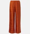 Totême Toteme Women Silk Trousers With Monogram Logo Embroidery In Orange