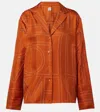Totême Womens Monogram-stitch Silk Pyjama-style Top Terracotta In Orange