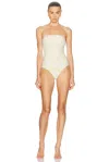 Totême Bra One Piece Swimsuit In Ecru & Straw